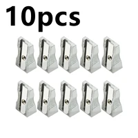 10pcs Silver Pencil Sharpener Aluminum Alloy Manual Single Hole Portable Design Suitable Office Artistic Drawing Stationery 1