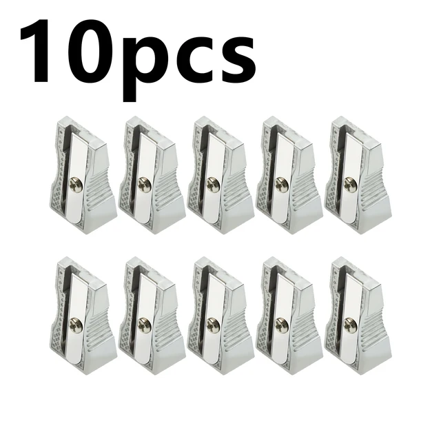 10pcs Silver Pencil Sharpener Aluminum Alloy Manual Single Hole Portable Design Suitable Office Artistic Drawing Stationery 1