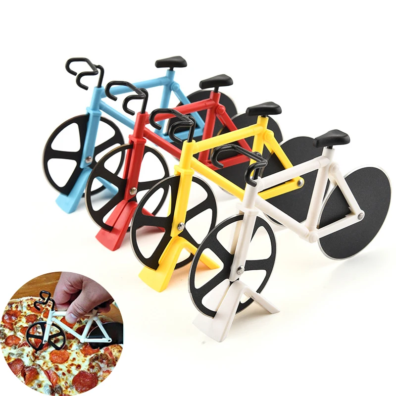 Bicycle Pizza Cutter Wheel Stainless Steel Bike Pizza Knife Slicer Non-stick Dual Cutting Wheels Cutter Kitchen Gadgets pizza cutter,pizza knife,roller cutter,pizza roller