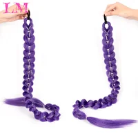 Extensions de cheveux synthétiques LM de 32 pouces, longues, violettes, pour tresses, cheveux de tressage Rumi pour scène, fête, cosplay, multicolores 4