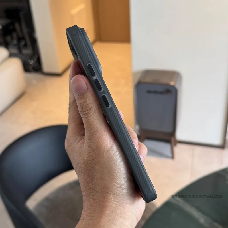 Shockproof Magnetic Full Body Phone Case - Corrugated Matte Translucent with Metal Button Premium Finish