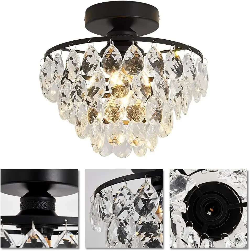 Moderne Deckenleuchte Kristall Led Kronleuchter Flur Garderobe Unterputz Pendelleuchte Hängeleuchte Wohnzimmer Esszimmer Dekor – Detail 20