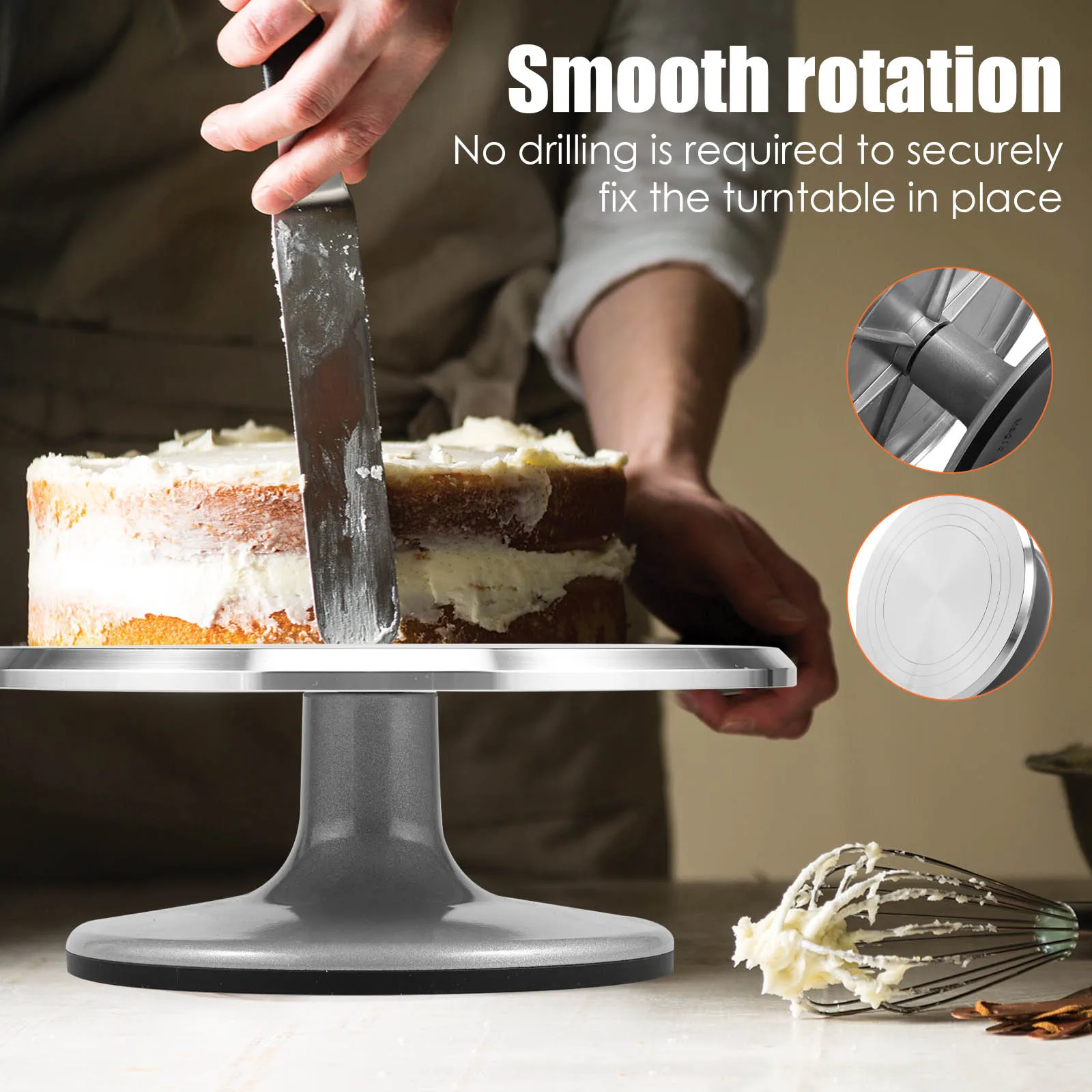 10 inch Cake Turntable Revolving Cake Stand Professional Metal Cakes Decorating Turntable Baking Tools for Kitchen Accessories