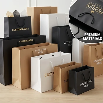 Thicken Paper Gift Bags For Wedding Birthday Baptism Party Candy Gifts Package Bag Small Handbag Customizable Logo Paper Bag 1