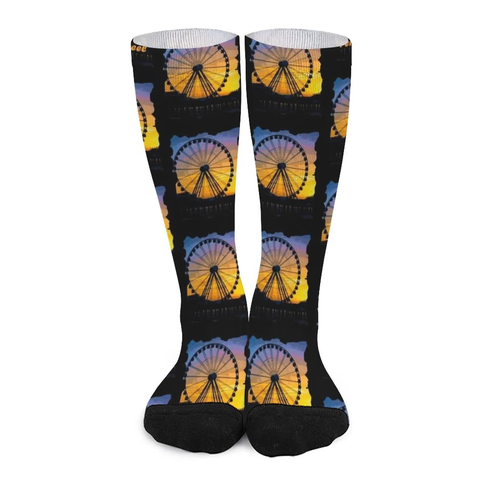 Ferris Wheel Socks Compression stockings funny socks men socks for men funny sock creative ferris wheel barbecue grill cafeteria hotel rotatable dishes tableware hot pot restaurant personalized display