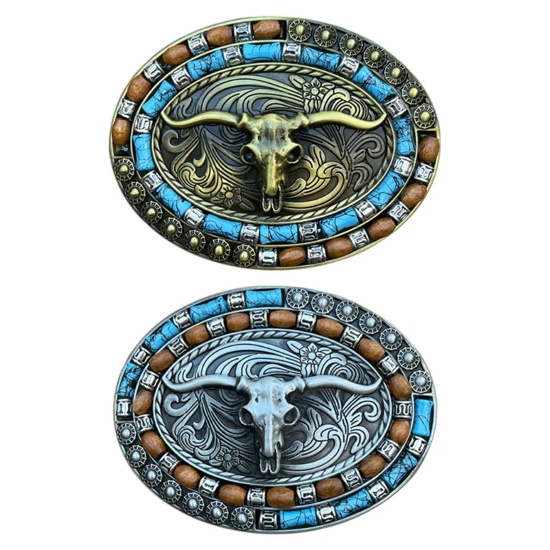 

Vintage Metal Ox Skull Shape Belt Buckle Delicate Belt Buckle DIY Waistband Accessories Western Cowboy Rock Style