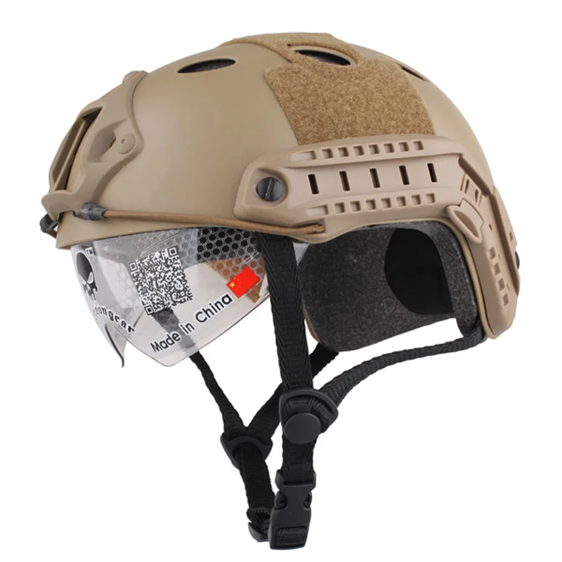 

Military Airsoft Tactical FAST PJ Helmet With Protective Goggle Glasses Hunting Paintball Accessories CS Wargame Helmets