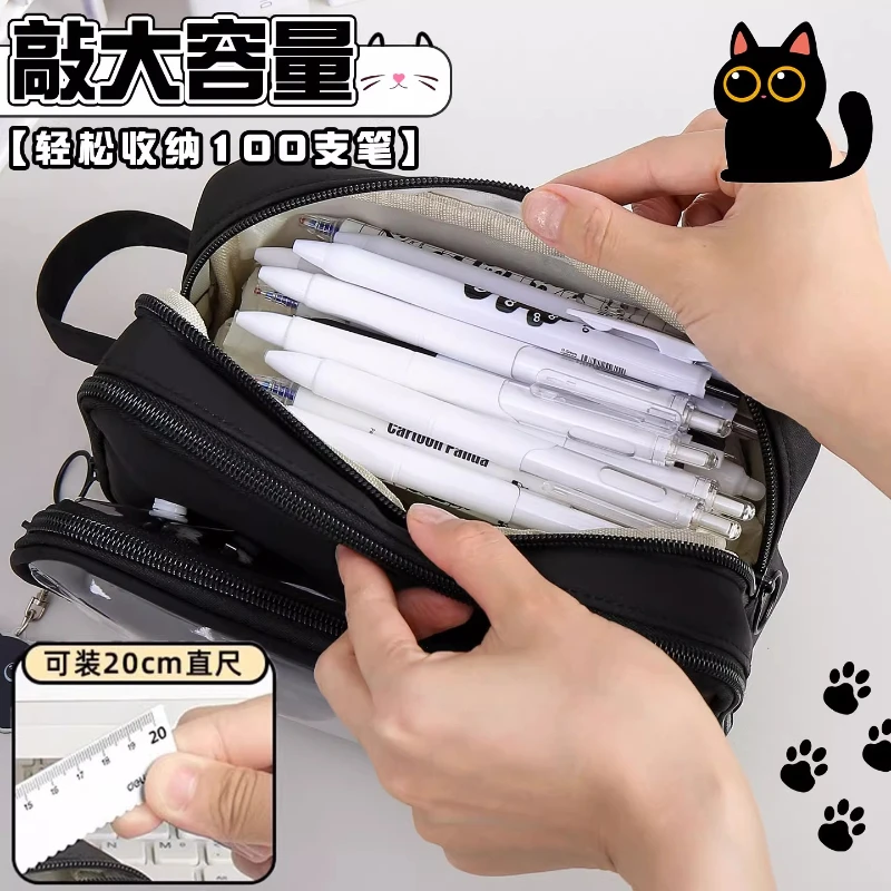 الإبداعية وشاح هريرة مقلمة قابلة للإزالة عالية القيمة سعة كبيرة القرطاسية مقلمة قلم رصاص لطيف للطلاب