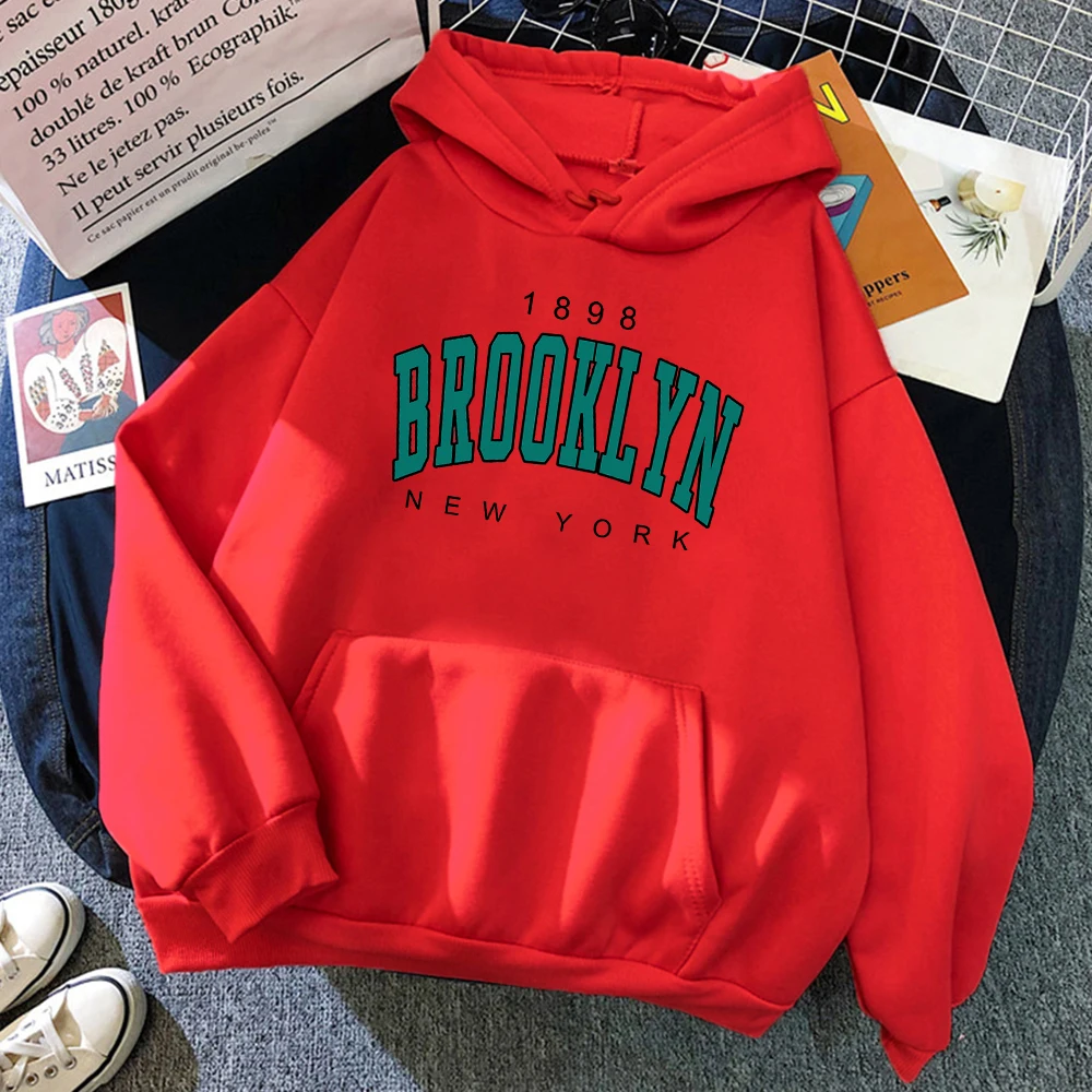 1898 Brooklyn New York Printed Women Hoodies Fashion Fleece Hoody Creativity USA Pullover Street Loose Woman Clothing 3