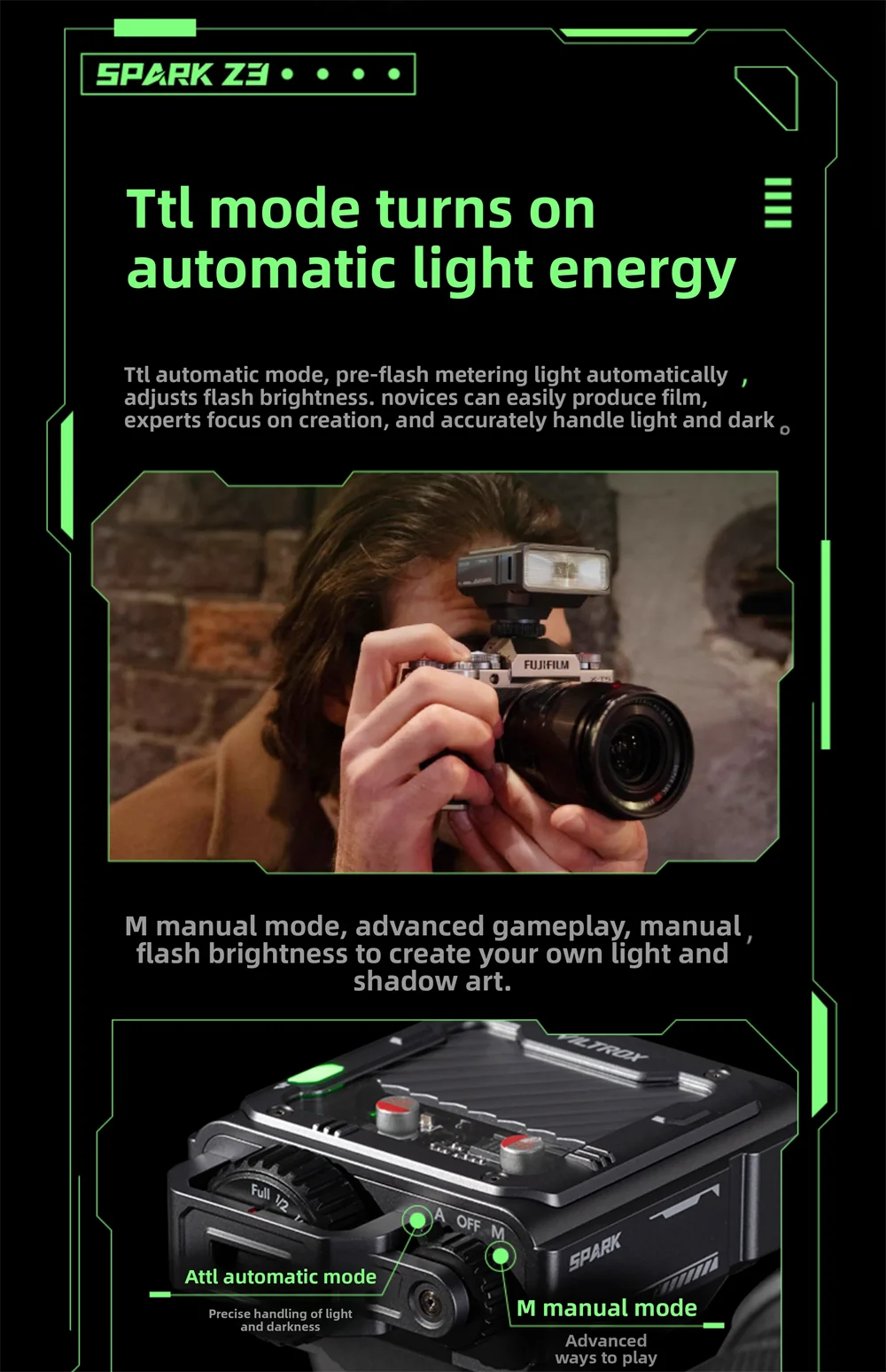 VILTROX Spark Z3 on Camera Flash Speedlite for Nikon Sony Fujifilm Canon DSLR Ca