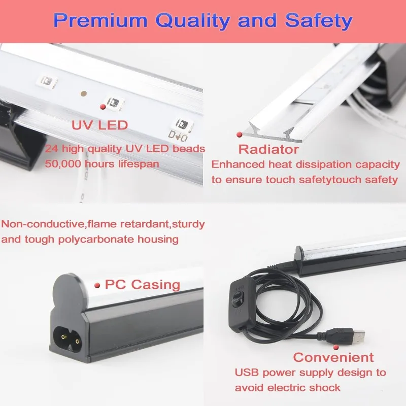 Black Light Bulbs 5V UV T5 Tube 6W Ultraviolet 395nm UVA Nail Dry Lamp Money Detector Decor