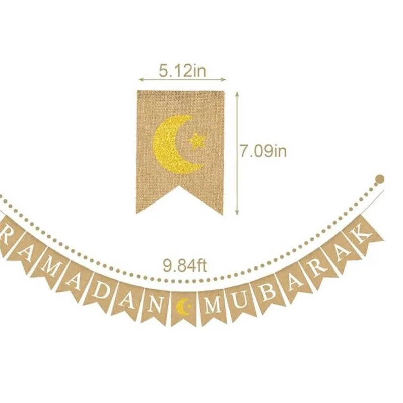 JOYEASE Ramadan-decoratie, ramadan Mubarak-banner, ster, maan, lantaarn, slinger, Eid Mubarak, decoratieset, ramadan Kareem-decoratie voor moslims, islamitisch feest