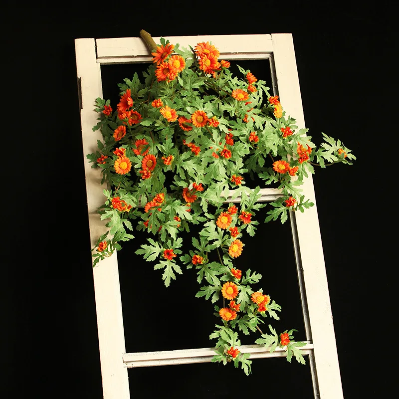 

85cm Long Artificial Plants Vine Silk Daisy Flower Branch Wall Hanging Creeper Green Oak Tree Leaf For Home Garden Wedding Decor