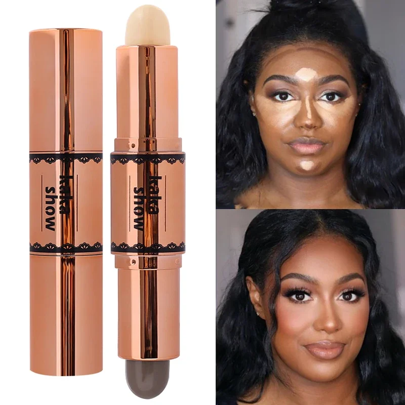 Double-End Face Contour Concealer Pen Waterproof Lasting Contouring Foundation Makeup Glitter Highlight Stick Pencil Cosmetics