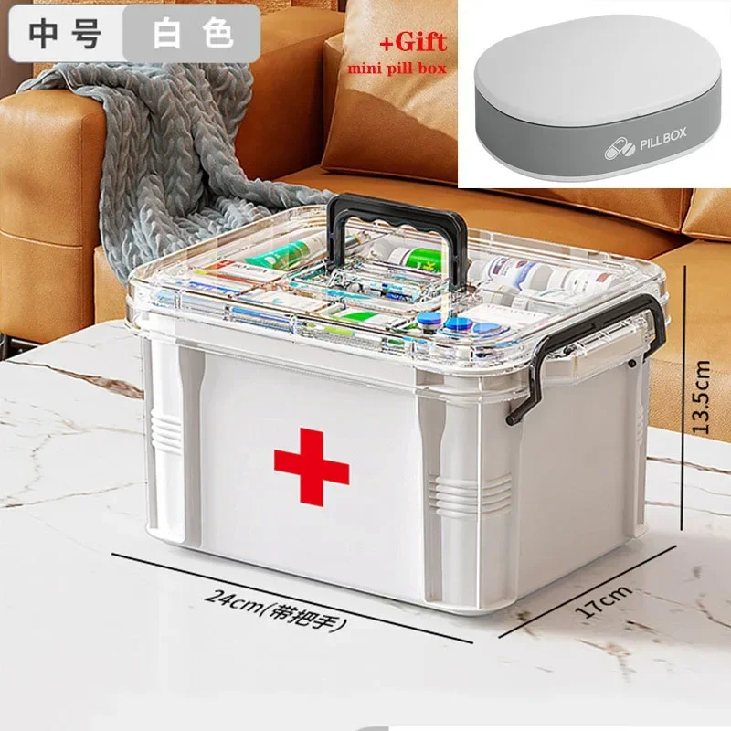 Contenitore per medicinali Plastica con Coperchio, Scatola di Primo Soccorso, Scatola per Farmaci, Custodia per Medicine, Contenitore Portatile, Grande Capacità