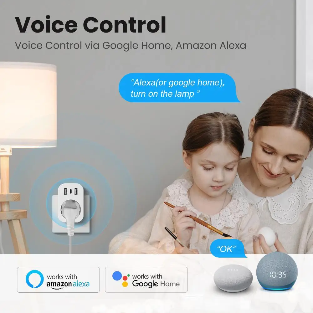 EU  Ʈ  16A USB C Ÿ, Tuya Ʈ     Ʈ Ȩ Alexa  Ȩ ۵