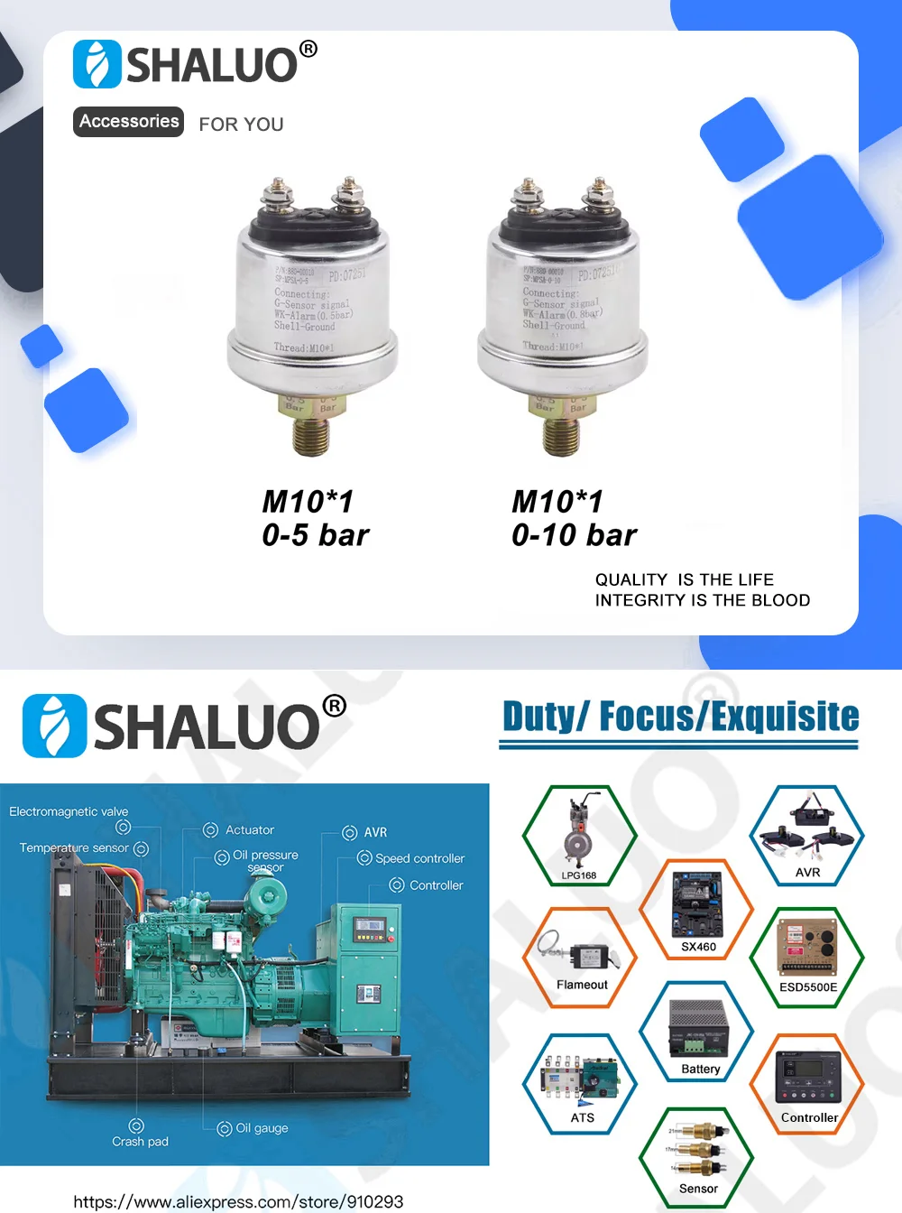 Description Picture 2 of item0-5bar 0-10bar 0 to 10 Bar M10*1 VDO Oil Pressure Sensor Switch Match With VDO Oil Pressure Gauge Diesel Generator Accessories