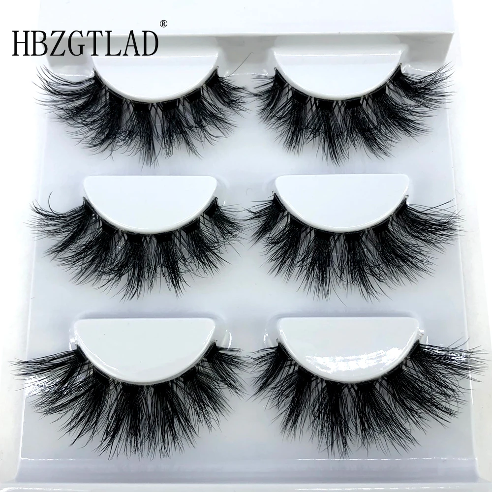 

New 3 pairs 3D Dramatic Eyelashes Invisible band Full strip lashes Handmade Long winged False eyelashes Fluffy Crisscross Lash