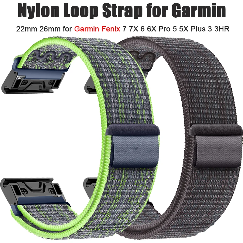 

26mm 22mm Nylon strap for Garmin Fenix 7 7X 6 6X Pro 5 5X Plus 3 3HR Quick Fit Bracelet Smartwatch For Forerunner 945 935 Band