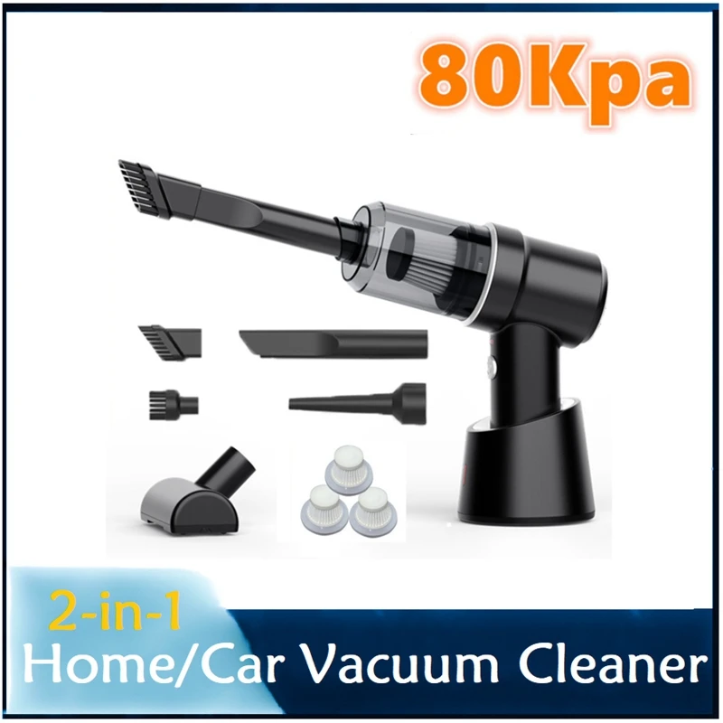 

80000Pa Car Vacuum Cleaner Wireless Charging Compressed Air Handheld High-Power With HEPA Filter For Home Office Car