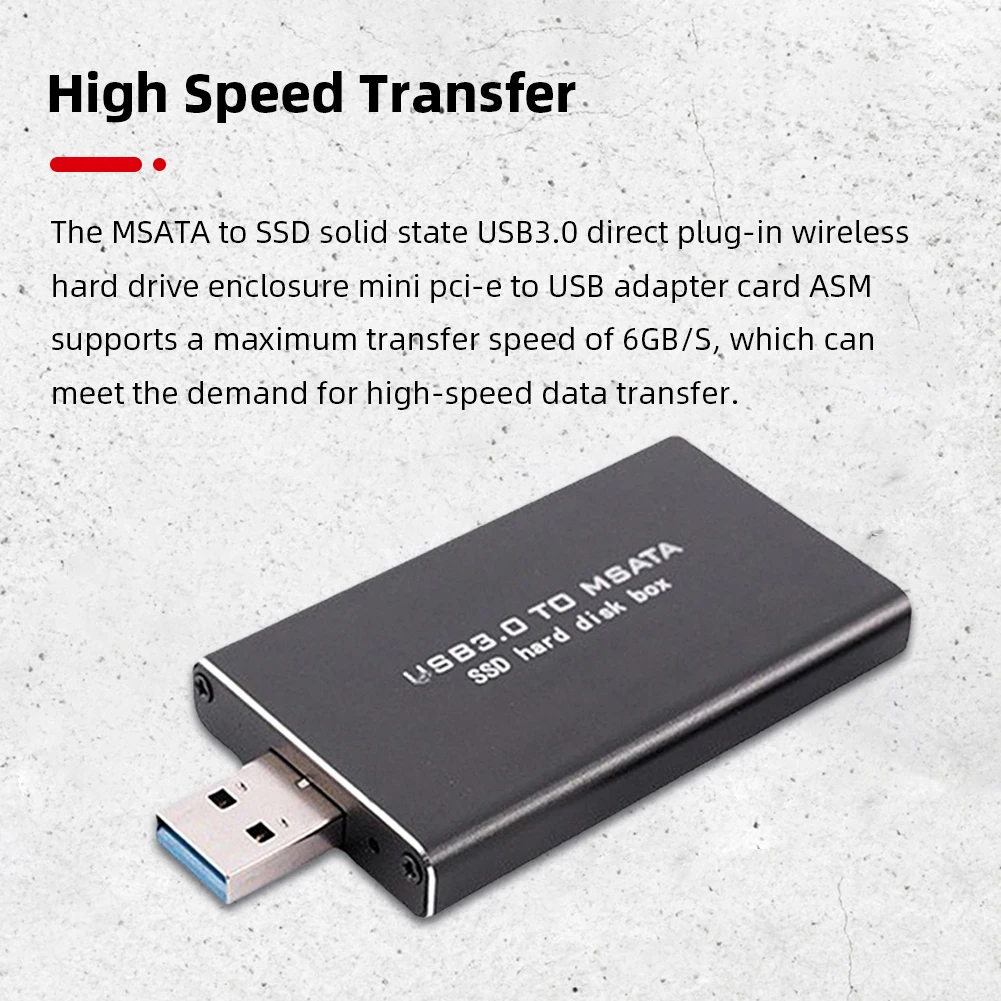 미니 MSATA-USB 3.0 하드 디스크 박스 6Gbps SSD 변환기 어댑터 인클로저 무선 PCI-E는 30*30/50 SSD를 지원합니다.