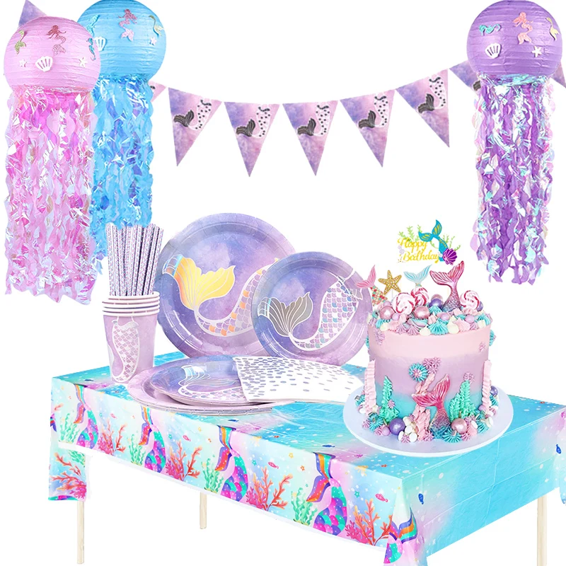 6 Tovaglie In Plastica A Tema Sirena Per Festa Di Compleanno Ragazze 137x274 Cm - 6