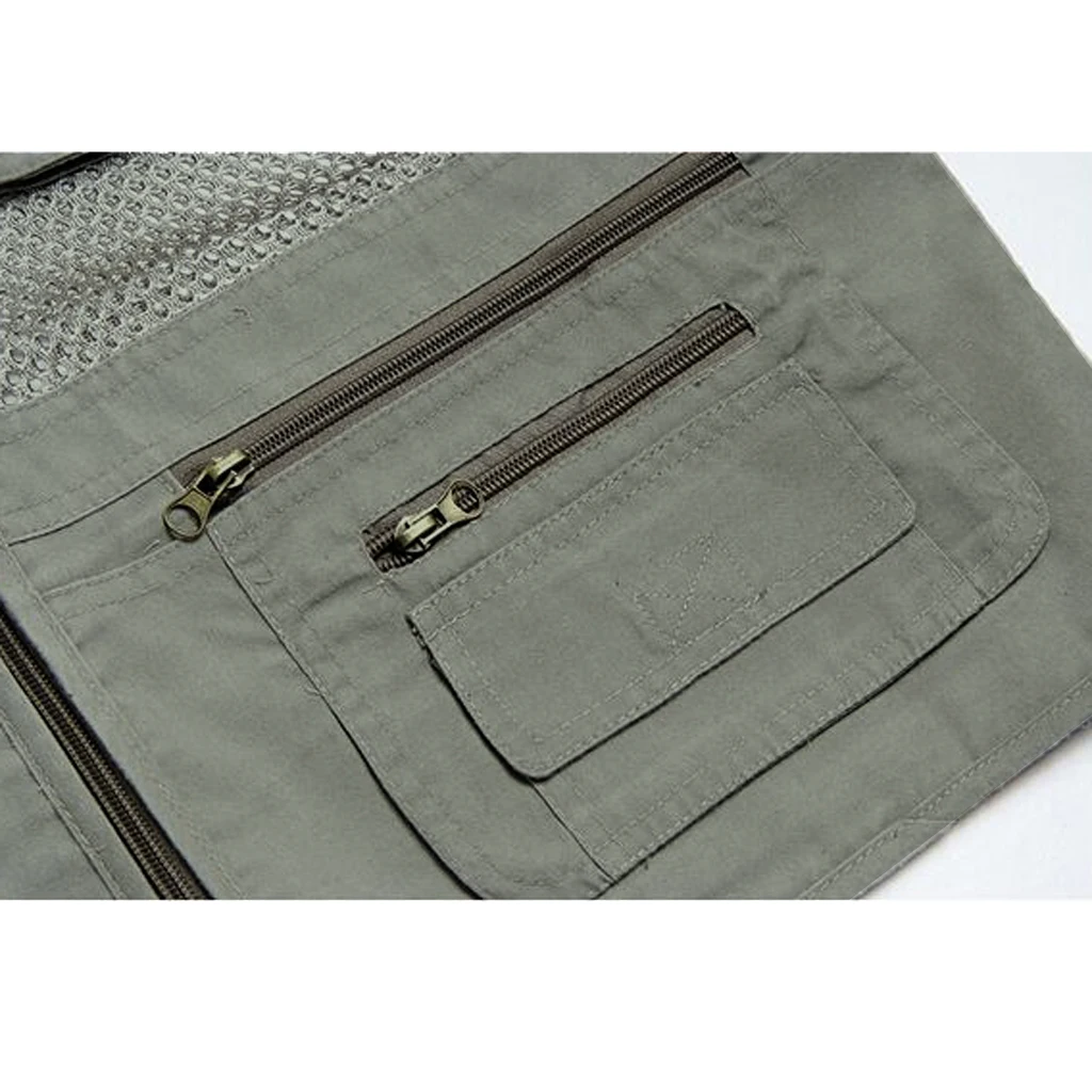 퀵 드라이 메쉬 낚시 조끼, 멀티 포켓 웨이스트코트, 가벼운 야외 통기성 탑 (여행 및 사진 촬영용)