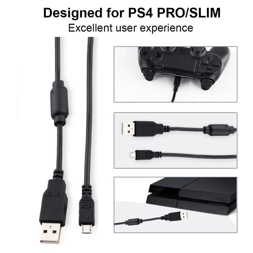 PS4 컨트롤러 게임패드용 2M USB 데이터 케이블 PS4/PS4 슬림/PS4 프로 조이스틱 콘솔 액세서리용 충전 케이블