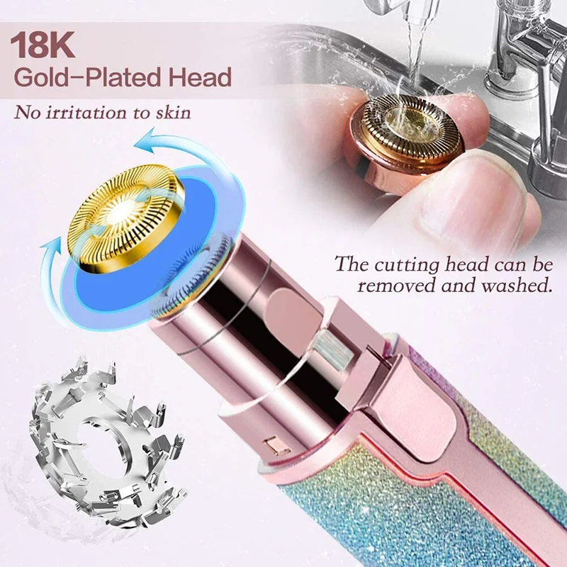 Eyebrow Trimmer 2 In 1 Electric Shaving Eyebrow Trimmer Female Body Facial Lipstick Shape Hair Removal Painless Razor Shaver hair trimmer
