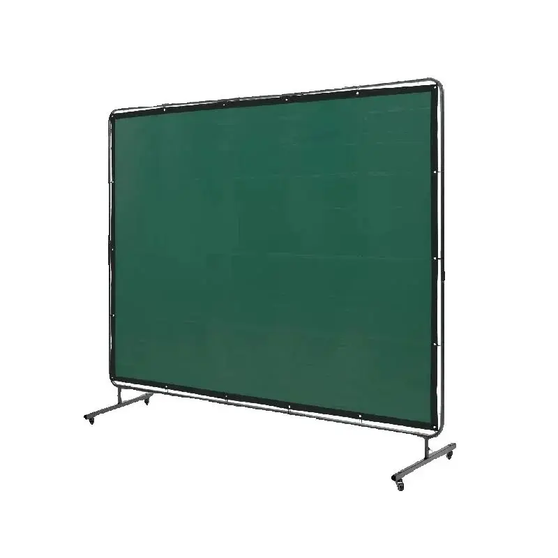 SucceBuy Welding Screen w/ Frame 6'x8' Welding Curtain Flame-Resistant Vinyl Welding Protection Screen for Workshop Industrial - 1