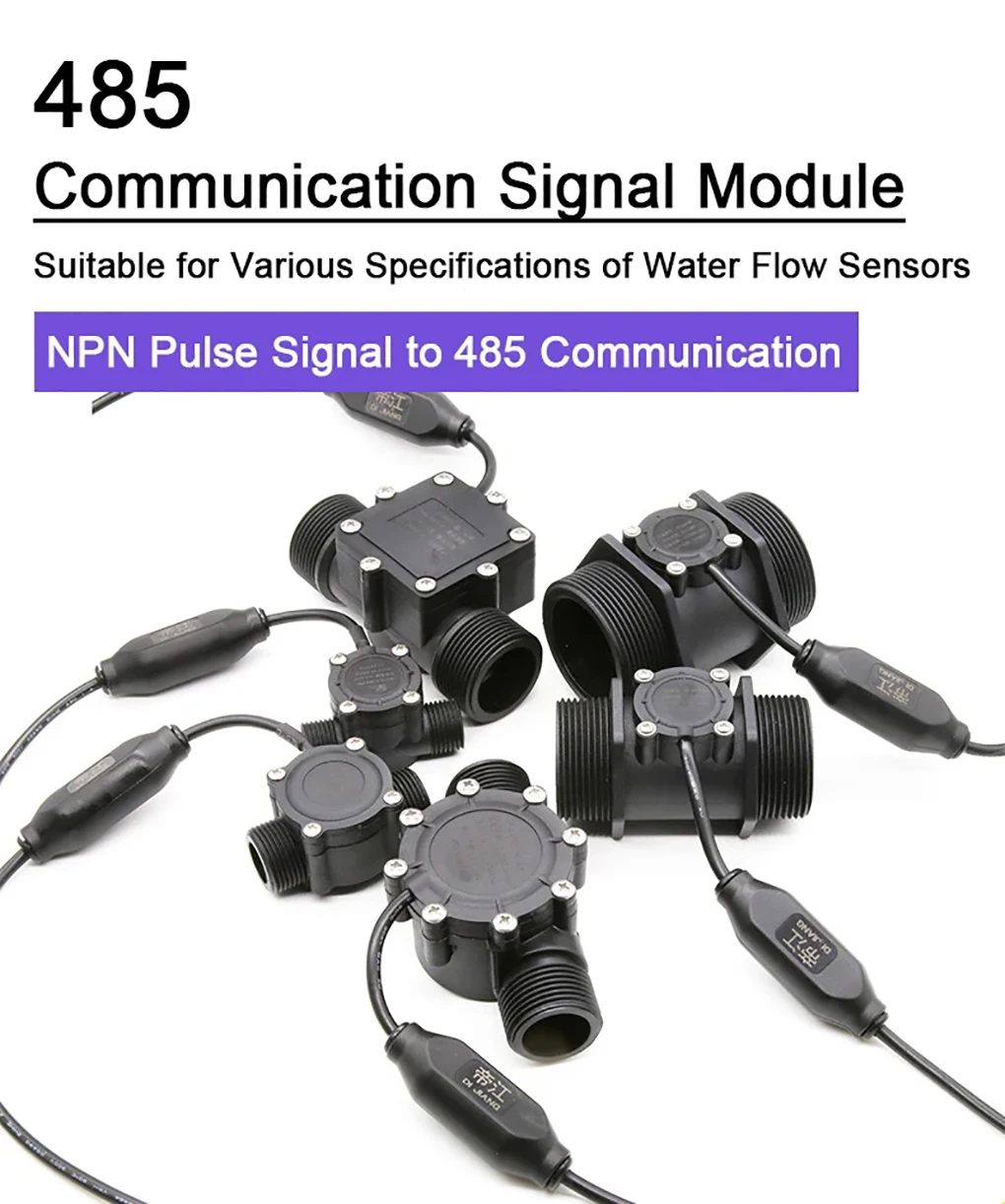 Water Flow Sensor High Precision Liquid Flow Rate Sensors NPN Pulse Signal to 48
