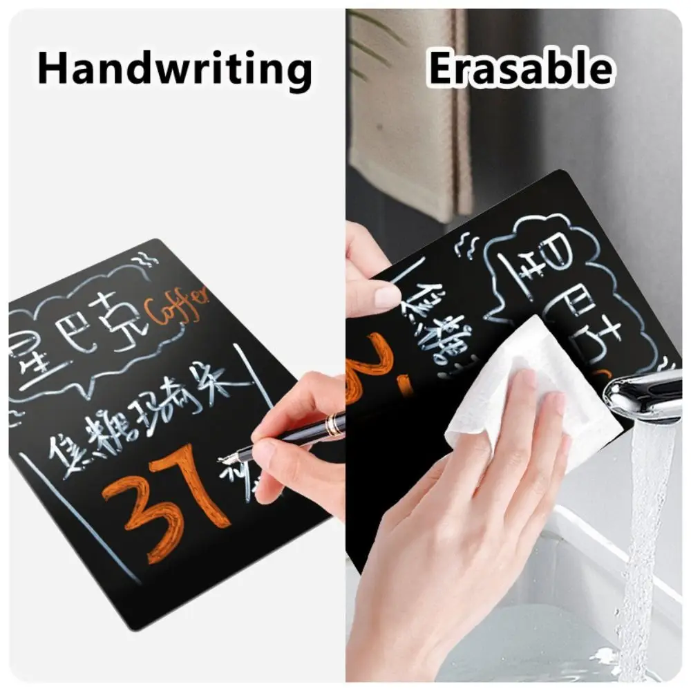 두꺼운 아크릴 칠판 A3/A4/A5/A6 재사용 가능한 탁상용 사인 지울 수 있는 독립형 칠판 학교 사무실용