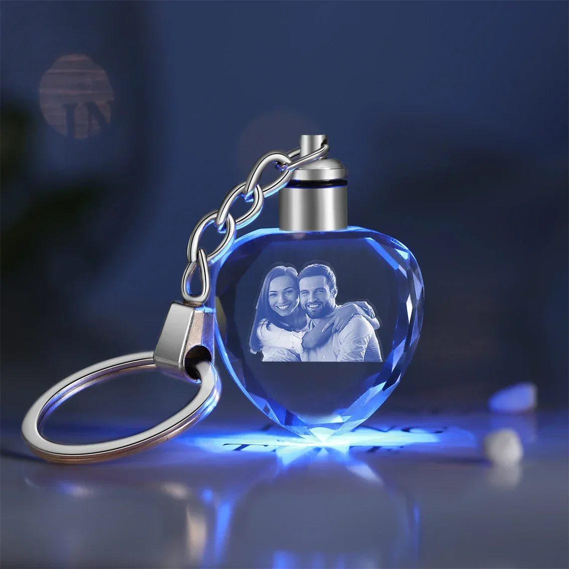 Crystal Keyring with LED Light inside Free Engrave any Design Crystal Blank Key Ring Custom Logo Family Photo DIY Birthday Gifts crystal keyring