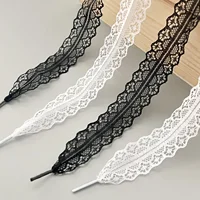 Offre spéciale lacets en dentelle pour femmes chaussures décontractées 2.9CM de largeur lacet plat pour baskets noir blanc lacets de chaussures accessoires 3