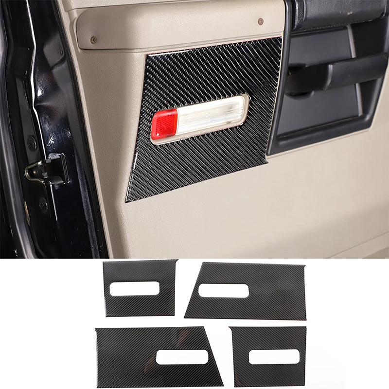 

For Hummer H2 2003-2007 Car Door Welcome Light Panel Frame Decoration Sticker Soft Carbon Fiber Interior Accessories 4 Pcs