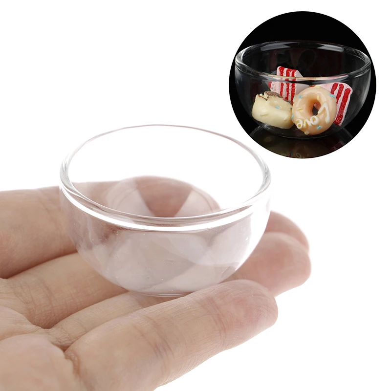 

1:12 Miniature Glass Fruit Bowl Salad Bowl Dollhouse Kitchen Accessories DIY Toys for Baby