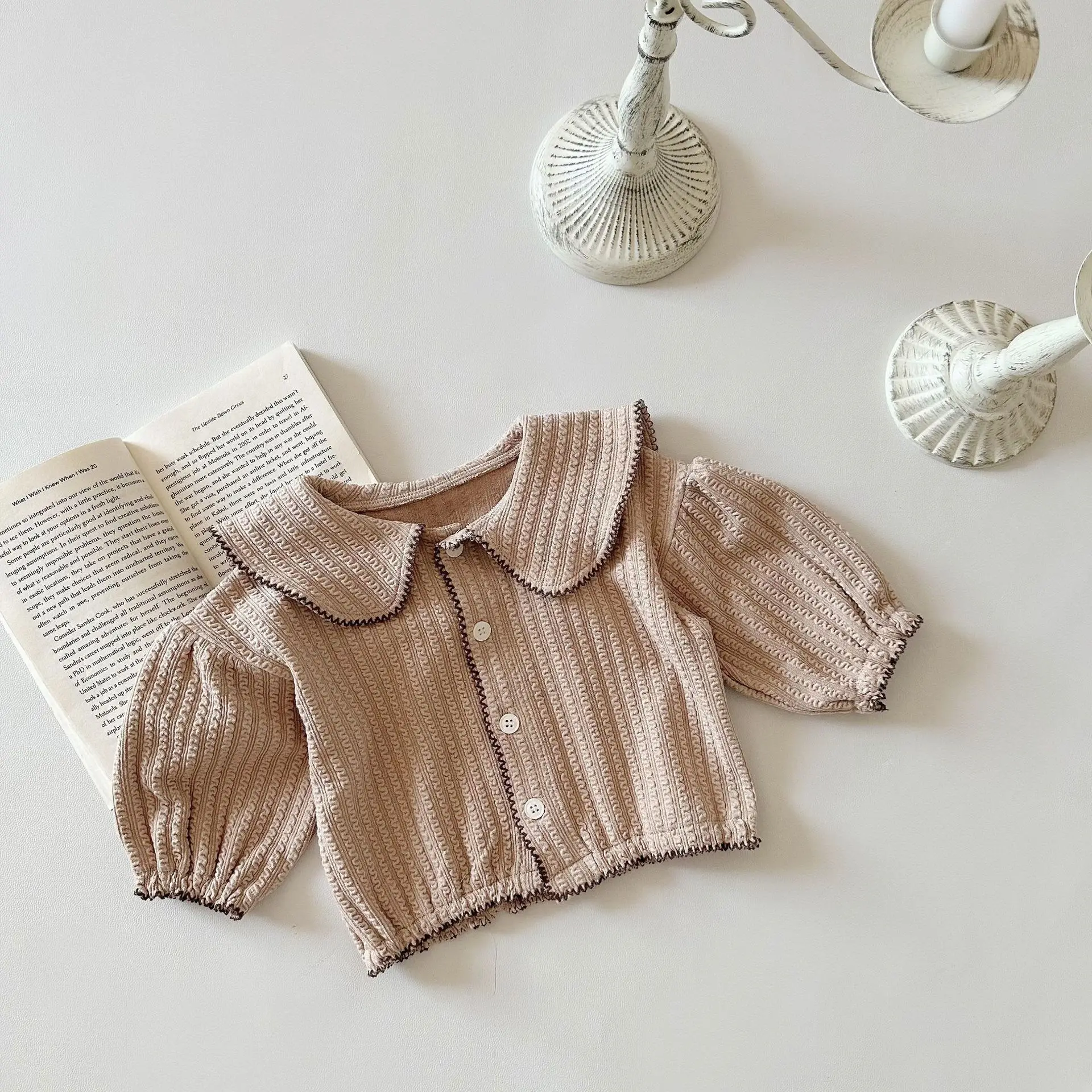 Spring Autumn Girl Infant Solid Fashion Long Sleeve Coat Baby Lapel Casual Jacket Newborn Cotton Cardigans Loose Kid Tops