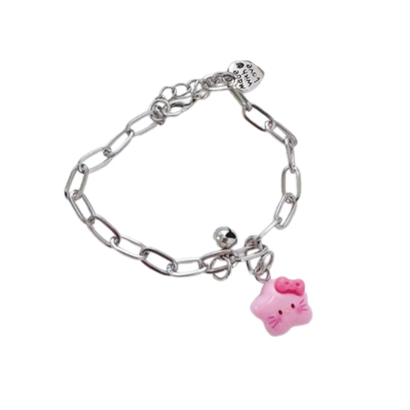 

Kawaii аниме Sanrioed браслет мультфильм HelloKittys сердце кулон аксессуары для рук регулируемый браслет парный друг подарок