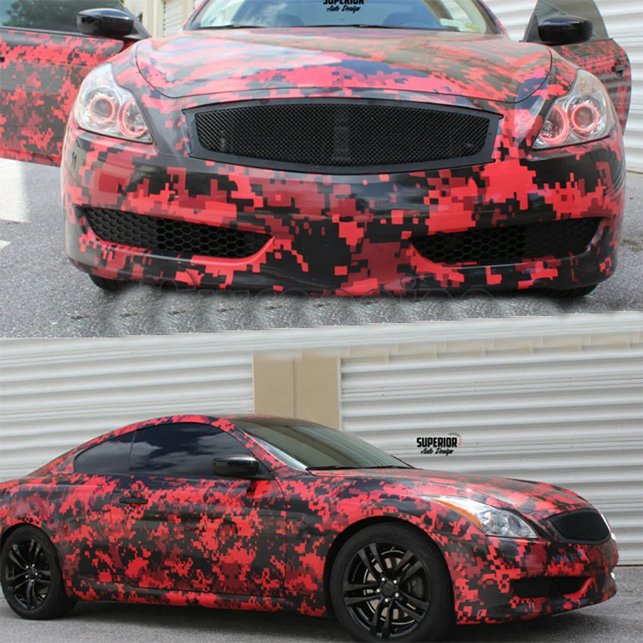 Pellicola Adesiva Wrapping Street Camo Rosso Mimetica – 150x500cm, Air Free System, Per Auto, Moto E Interior Design