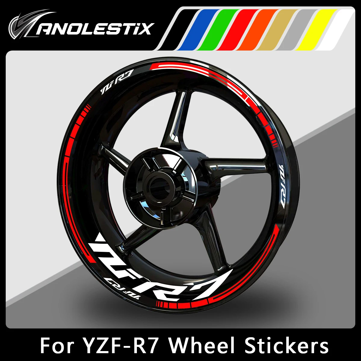 

AnoleStix Reflective Motorcycle Wheel Sticker Hub Decal Rim Stripe Tape For YAMAHA YZF R7