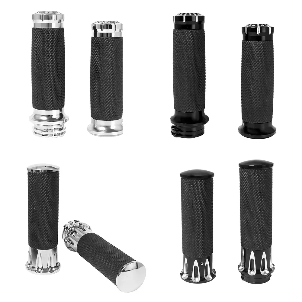 

Motorcycle Handlebar Hand Grip 1'' 25mm Handle Bar Grips Black/ Chrome for Harley Sportster Touring Dyna Softail Conversion Part