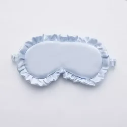 Silk Ruffle Sleep Eye Mask - Luxurious Multicolor Blackout Eye Covers (Blue)