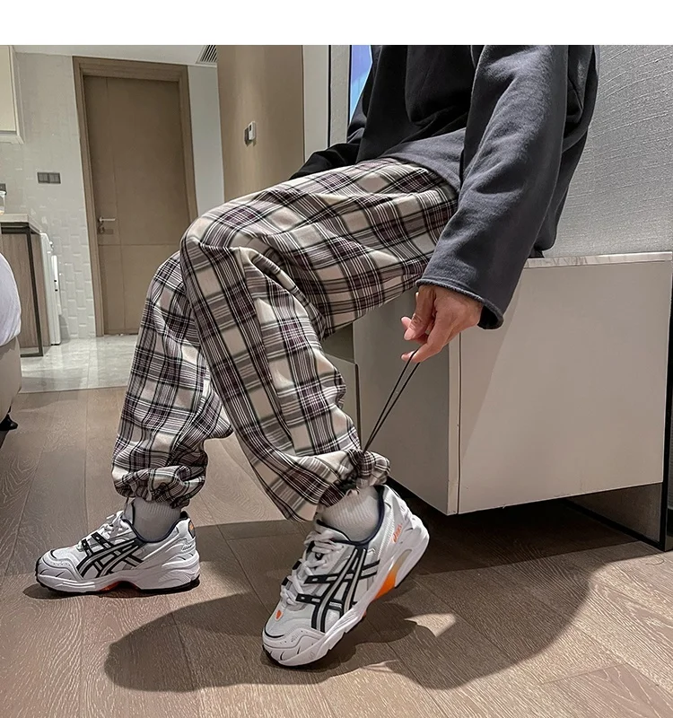 Zongke Plaid Harem Pants Men Fashion Chinese Size 3XL Japanese Streetwear Men Pants Work Leggings 2022 Spring New Arrivals khaki jeans