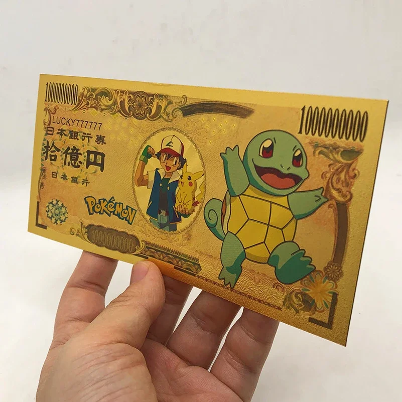 Kawaii Pokemon banknote cute cartoon commemorative coins anime game figure cards Pikachu coins children's birthday gift toy