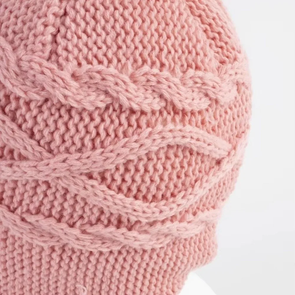 Girls Sherpa Lined Skull Cap Beanie Hat With Earflaps