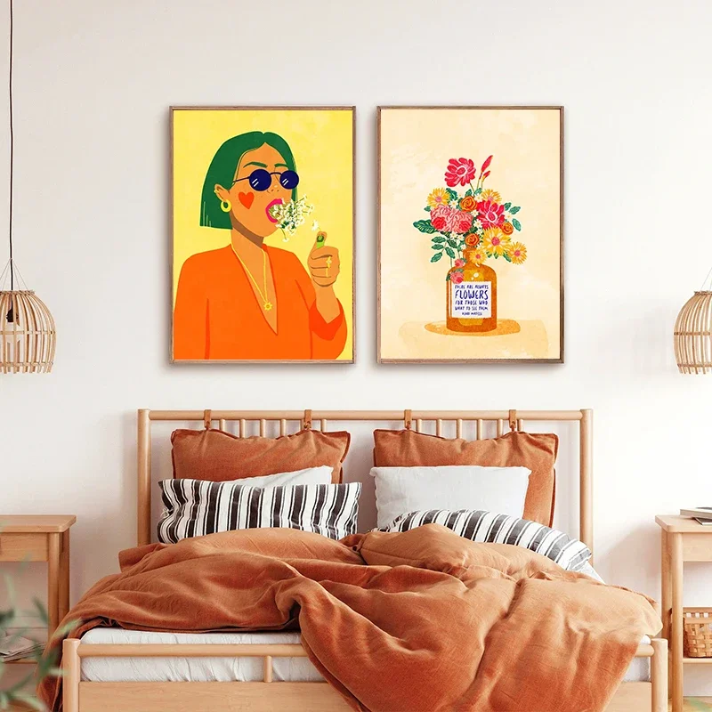 Vibrant Boho Chic Wine and Fruit Abstract Canvas Art
