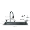 304 Stainless Steel Waterfall Kitchen Sink Large Single Slot Integrated Digital Display Faucet Set Soap Dispenser knife Board 6