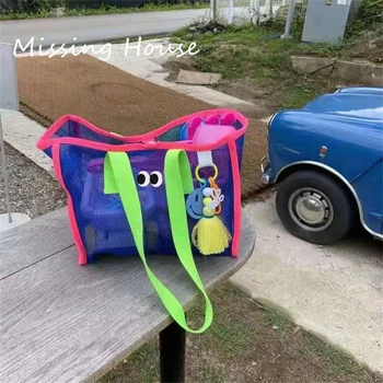 한국 휴대용 메쉬 눈 비치 가방, 누출 샤워 목욕 가방, 대용량 여행 수영 보관 가방 바구니