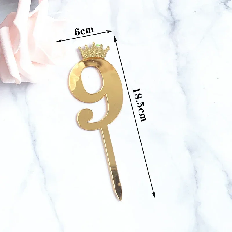 Acrylic Glitter Crown Numbers Happy Birthday Cake Topper Birthday Cakes Baby Shower Cupcake Toppers Wedding Cake Decor Tools
