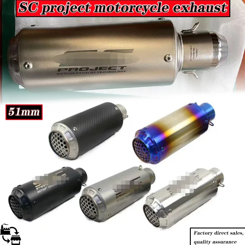 

51mm Motorcycle Exhaust sc Pipe proyect Escape Moto Muffler with DB KILLER for R3 R25 Z400 Z650 MT07 MT09 R6 Z1000 Z800 Z700